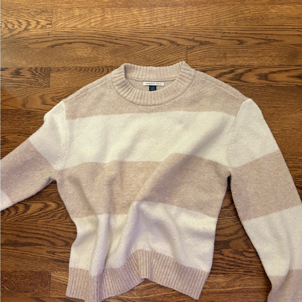 American Eagle Outfitters Women's Striped Sweater - Beige and Cream